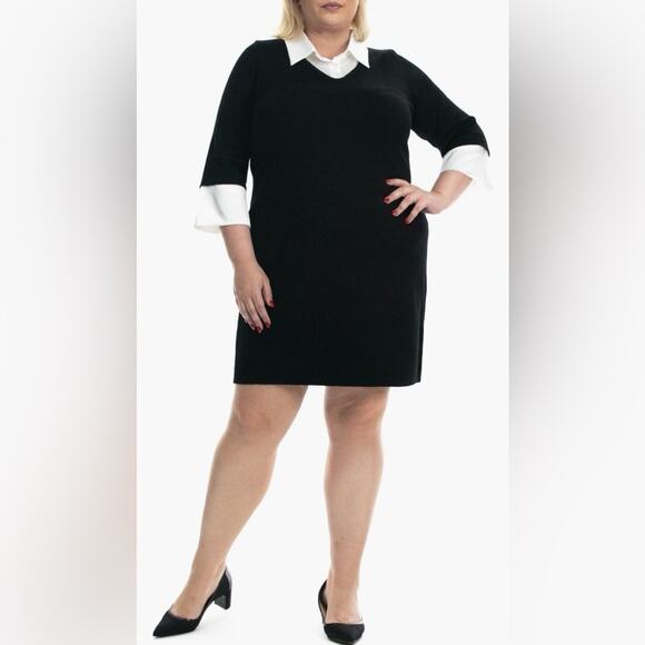 Nina Leonard Dresses & Skirts - Nina Leonard Collared Layered Twofer Sweater Dress. NWT 3X